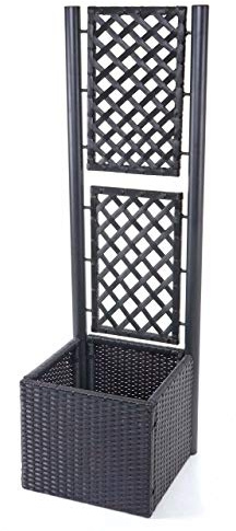 Mendler Poly-Rattan Rankgitter HWC-D76, Pflanzkasten Rankhilfe, 142x43x43cm - anthrazit