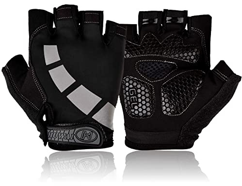 Nesirooh Guantes de MTB Hombre y Mujer, Guantes de Ciclismo Medio Dedos Verano para Moto Bicicleta Bici Gimnasio Hombres Antideslizante Transpirable (Negro Gris, XL)
