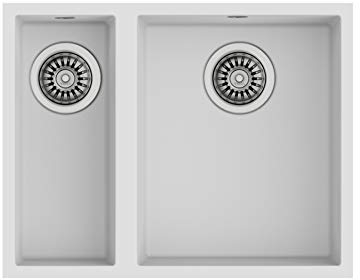 Teka 115260033 - Fregadero de cocina de granito (granita) con cuenco individual y medio cuadrado 560 TG blanco-115260033, blanco ártico