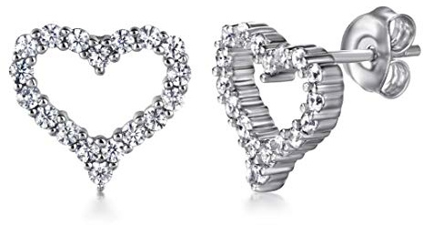 Ohrringe, Ohrstecker mit Herz 925 Sterling Silber Herzform für Damen, Frauen und Mädchen Herzen Stecker mit Zirkonia Steinen