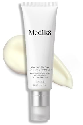 Medik8 Advanced Day Ultimate Protect - SPF 50+ Age-Defying Moisturiser with Photolyase SPF 50+ PA++++ - Hydrating & Non-Greasy UV Protection - With Age-Defying DNA Repair Enzymes - 50ml