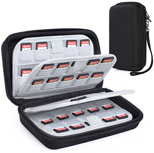 Joogee Etui de Rangement Compatible pour Switch et Switch OLED / Switch Lite, Protection Pochette de Transport Compatible pour Jeux Switch Cartouches, 80 Cartes, Noir