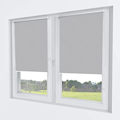 Rollmayer Verdunklungsrollo Thermorollo Klemmfix ohne Bohren, Seitenzugrollo Thermo Rollo für Fenster und Tür (Thermo-Grau - 65 x 150 cm - BxH)