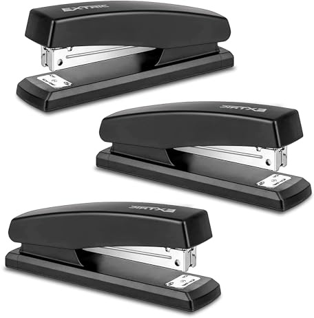 Stapler – Staplers for Desk, Black Stapler Heavy Duty 3 Pack, Staplers 25 Sheet Capacity for Office and Home