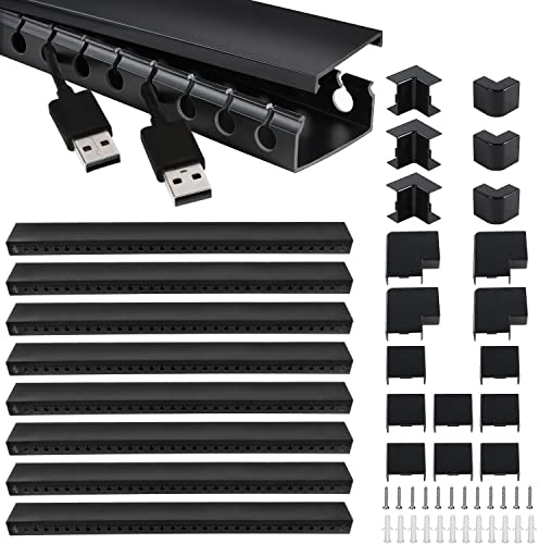 9 Stück Kabelkanal selbstklebend – PVC-Kabelmanagement, Schwarz | Installationskanal für die Wand, ideal für Netzkabel in Haushalt und Büro – je 39 × 4 × 2 cm