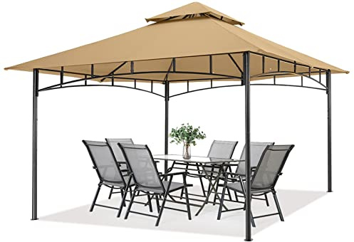 MASTERCANOPY Outdoor Garden Gazebo for Patios with Stable Steel Farme (3.3x3.3M, Beige)
