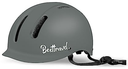 Besttravel Casco per bambini, casco regolabile per bambini dai 3 agli 8 anni, per bambini e ragazze, multi-sport, di sicurezza (grigio, 54-57 cm)