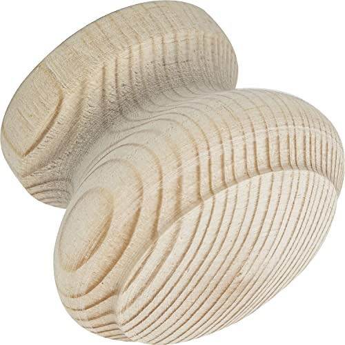 ALLES IM GRIFF Knauf für Schrank Horno ø35 mm - Möbelknopf aus Holz, Tiefe 28mm - Türknauf, Kiefer roh