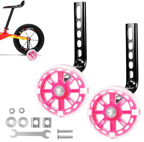 Universal-Stützräder, Stützräder Kinderfahrrad, Fahrrad Stützräders für Kinder, Stützräders für Erwachsene, Passend für 12,14,16,18,20 Zoll Kinder Singlespeed Fahrrad(1 Paar, Rosa)