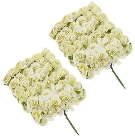 PRETYZOOM 144 Stück Künstliche Papierblumen Rosen Papierrosen für Hochzeitsdekoration aus Papier mit Lebensechtem Aussehen und Pflegeleichtem Design