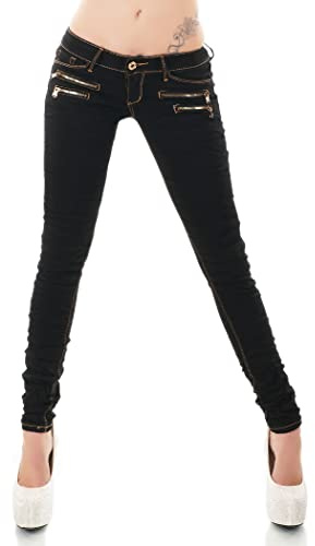 STIDIA Damen Jeans Low Rise Hüftjeans Hose Röhrenjeans Skinny Slim Fit Stretch XS-XL (DE/NL/SE/PL, Alphanumerisch, M, Regular, Regular, Schwarz/238)