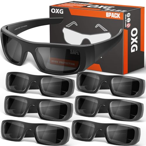 OXG 6 Pack Safety Glasses, ANSI Z87.1, Impact Resistant and Scratch Resistant Safety Glasses for Industrial Shooting, Men and Women