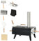 Outsunny 2-in-1 Pizzaofen Holzbackofen mit Pizzastein, Pizzaschaufel, Pizzaschieber, Klappbar Grillofen für Outdoor BBQ Stahl Schwarz