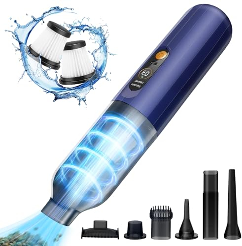 AKOFIC Handheld Vacuum Cleaner, 15000PA Car Vacuum Cleaner with LED Display, Mini Portable Lightweight Hand Held Vacuum Cordless, Car Hoover Powerful with Multifunctional Accessories