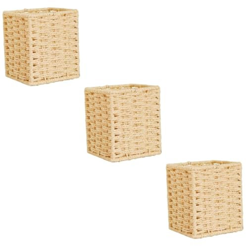 STOBOK 3stücke Handgefertigte Wäschekorb Für Büro Und Zuhause Beige Multifunktionale Aufbewahrung Für Stifte Kleinteile Und Mehr Für Schreibtisch Und Wohnraum