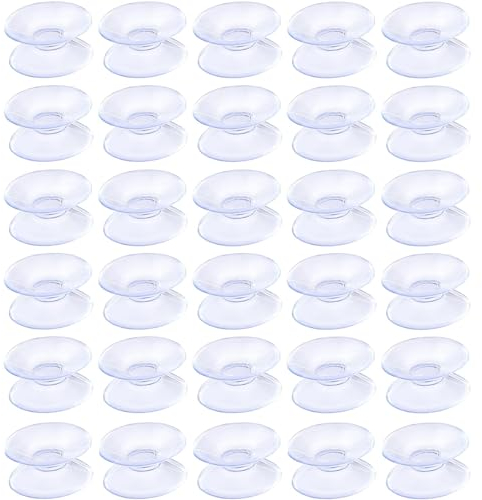 30 Pezzi Ventose Bifacciali, Ventose a Doppia Faccia Silicone Ventose Forte da Tavolo in Vetro in PVC Trasparente per Esterni Cucina Bagno Specchio superfici Lisce Come Finestre Morbido Spesso (20MM)