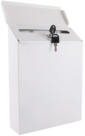 JMIATRY Wall Mounted Post Box, Weatherproof Letter Box Outside, White Galvanised Steel Mailbox with Key for Home and Company, 29x22x6.5cm