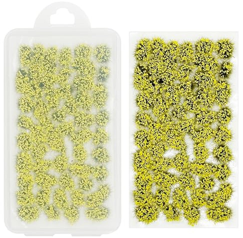 Attuslla DIY Miniatur Blume Cluster Static Grass Tuft Flower Cluster für Statische Grasbüschel für Modelleisenbahn Landschaft DIY Miniature, Gelb