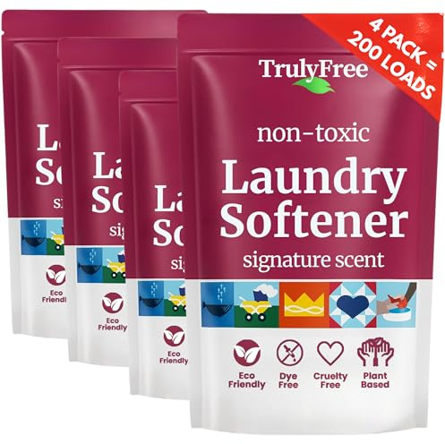 Truly Free Natural Fabric Softener | Non-Toxic for Babies & Kids Sensitive Skin | Plant-Based Laundry Softening Conditioner | Safe, Gentle & Chemical-Free | Signature Scent | 4 Pack Refill