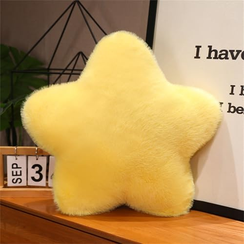 45 cm Kuschelkissen Kinder Sternkissen, Weiche Flauschige Zierkissen Sofakissen Mond Dekokissen Plüschkissen für Baby Kinder Erwachsene (Gelber Stern)