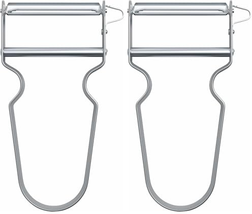 Victorinox REX Peeler, Vegetable Peeler, Aluminium Handle, Stainless Steel Blade, Extra Sharp Straight Cut, Metal Colour 109 mm 6.0900 (Pack of 2)