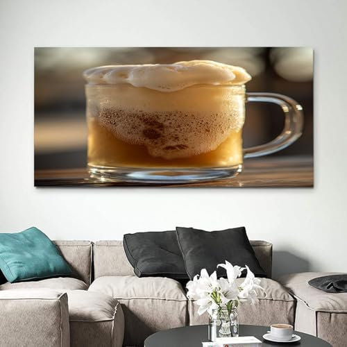 ZORYAN Tableau Decoration Murale Chope À Bière Photo Artistique Sans Cadre Jaune Décoration Murale pour Salon et Chambre Adulte 60x120cm