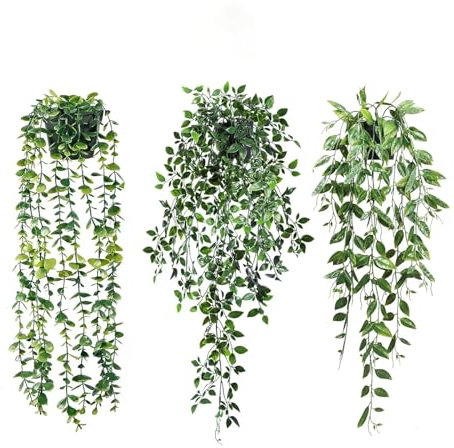 ZHOUXYFDC Kunstpflanze Hängend Künstliche Monstera-Baum-Blatt-Bohnenschote, Topfpflanze, for Aufhängen, Grün, Kunststoff, Topflandschaft, Heim-/Außendekoration(6)