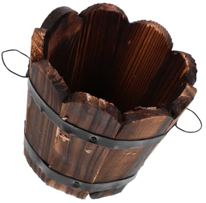 LIOOBO Holzkübel Pflanzkübel Vintage Outdoor Klein Holzblumentopf Blumenübertopf Blumentopf Vintage Für Garten