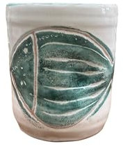 AmarcordRomagna Bicchiere in Ceramica con Manico fatto a mano con pesce saraghina verde acqua