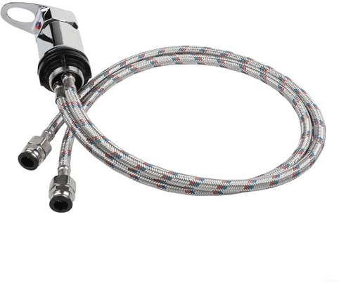 RV-Duscharmatur, Chrom, Messing, Einhandgriff, Temperaturregelung, mit 800 mm flexiblem Edelstahlschlauch für Wohnmobil