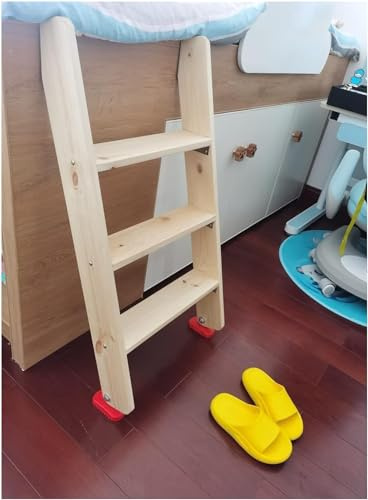 Heavy Duty Wooden Loft Bed Ladder with Hooks and Foot Caps - 330lbs Load Capacity, for Bunk Beds and RVs(3 Steps 100cm)