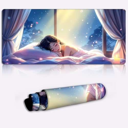 moonlit dreams unfold Gaming Mouse Pad Non-Slip Rubber Base Pad Office Home Novelty Printed Desk Accessory Laptop Desktop Printed Art Ergonomic 600 * 350 * 4mm