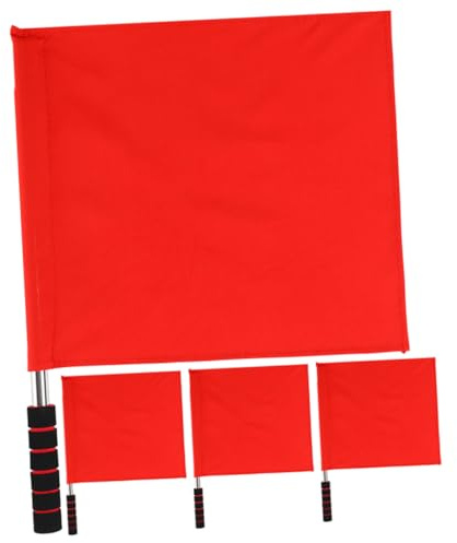 STOBAZA 4 pezzi Bandiere Segnale per Arbitro in Acciaio Antiruggine Rosso Multiuso per Corse e Traffico con Asta Portatile ad Alta Visibilità per Calcio e Gare Sportive