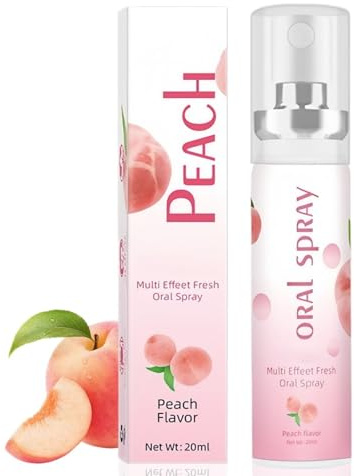 Fruit Flavor Oral Breath Spray, Long-Lasting Mouth Freshener for Bad Breath Treatment & Dry Mouth Relief, White Peach Flavor Breath Freshener Spray for Adults, Fruit Oral Care Spray (White Peach)