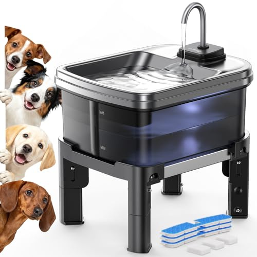 FEELNEEDY 9L Fuente para Perros con Soporte Ajustable en 3 Alturas