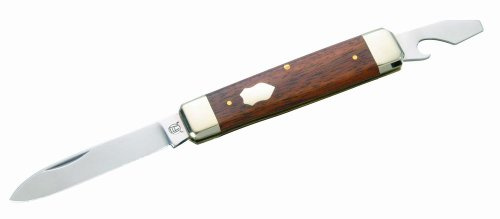 Hartkopf-Taschenmesser, 2-teilig, 1.4034-Stahl, Satine-Rotholz, Neusilberbacken
