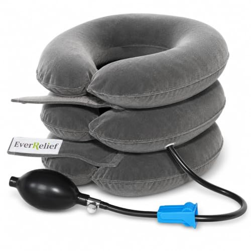 EverRelief Cervical Traction Device – Inflatable & Adjustable Neck Stretcher Pillow for Instant Neck Traction Pain Relief – Neck Decompression Devices for Home Use