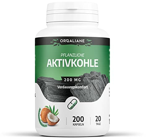 Aktive Kohle - Verdauungskomfort - Activated Carbon - 2000 MG/Tag - 200 Kapseln | Ohne Zusätze, Premium Naturprodukt
