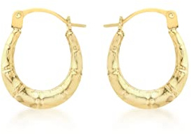 CARISSIMA Women's 9ct Yellow Gold Patterned Creole Earrings
