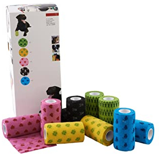 Kruuse Fun-Flex Haustierverband (selbsthaftender Verband für Tiere, elastische Binde, atmungsaktives Verbandsmaterial, hohe Festigkeit und Elastizität, Inhalt: 10 Stück), 10 cm x 4,5 m