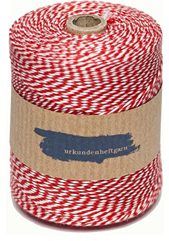 Urkunden-Heftgarn in rot/weiß Berlin, Brandenburg, Bremen, Hamburg, Hessen, Thüringen ca. 360 m pro Rolle Urkundengarn Aktengarn Notarkordel