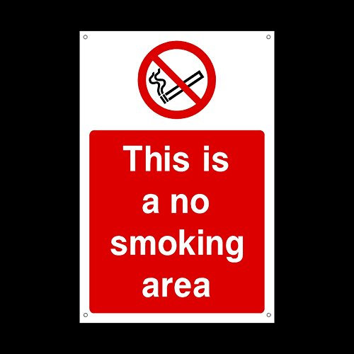 This is a no smoking area Plastic Sign with 4 Pre-Drilled Holes - No Smoking/Building/Premises/Hotel (PS50)