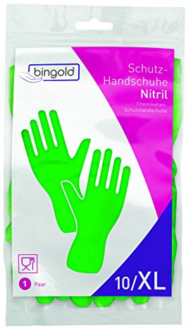 BINGOLD 504512 Guantes de Nitrilo, Reutilizables, 1 Par, Talla L, Verde