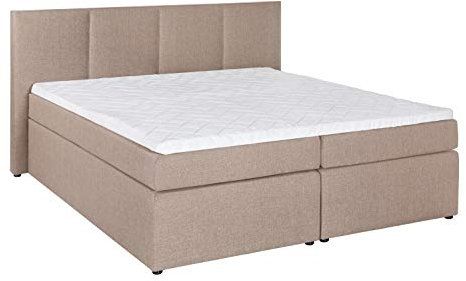Furniture for Friends Möbelfreude Doluna Boxspringbett Kaz Beige/grau 220x200 cm H2/H3 inkl. Visco-Topper, Taschenfederkern-Matratze