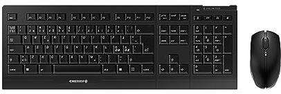 CHERRY B.Unlimited 3.0, Kabelloses Tastatur- und Maus-Set, Pan-Nordisches Layout (QWERTY), 2,4 GHz Funk, Dauerhaft Abriebfeste Tasten, Wiederaufladbar, Schwarz