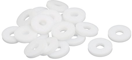 sourcing map 20St PTFE Flache Unterlegscheiben Dichtung 18mm AD 6mm ID Weiß | 3mm Dicke