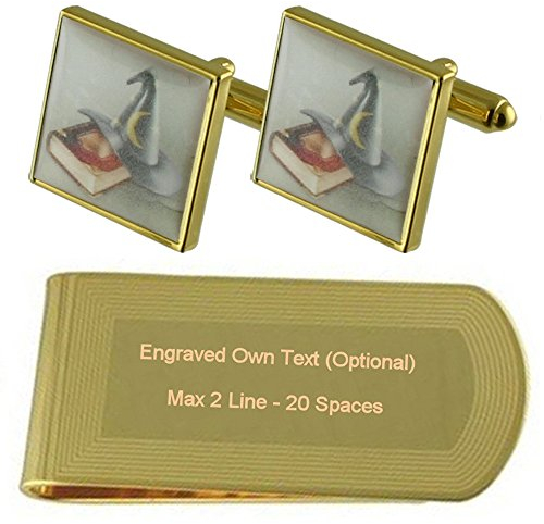 Select Gifts Magic Wizzard hat Gold-Manschettenknöpfe Geldscheinklammer Gravur Geschenkset