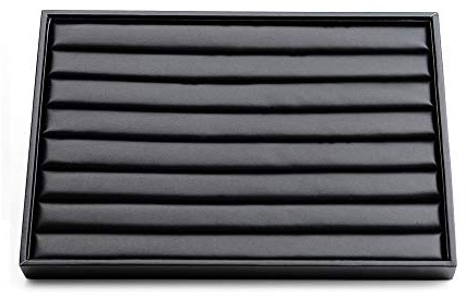 Oirlv Schwarz PU Leder Ring Tablett Ring Ohrringe Ohrstecker Schmucktablett Aufbewahrungstablett(35X24 CM)