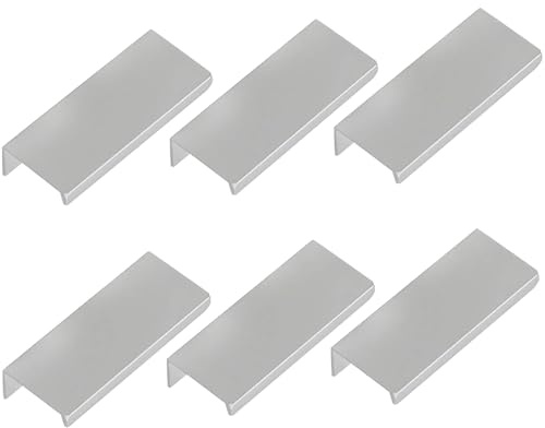 3.15 Inch Finger Pull 6Pcs, 2.52 Inch Hole Centers, Aluminum Alloy, Silver