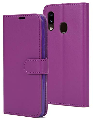 AMAZE!UK Samsung Galaxy A20e Case Cover Leather Flip Protective Wallet Style Book Magnetic Stand Samsung A20e Phone Case Purple